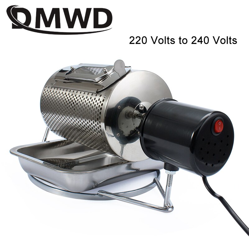 DMWD 110V/220V Coffee Beans Roaster Stainless Steel Cafe Bean Roasting Machine Baking Fry Peanut Grain Nuts Dryer EU US UK Plug: EU / 220Volts with holes