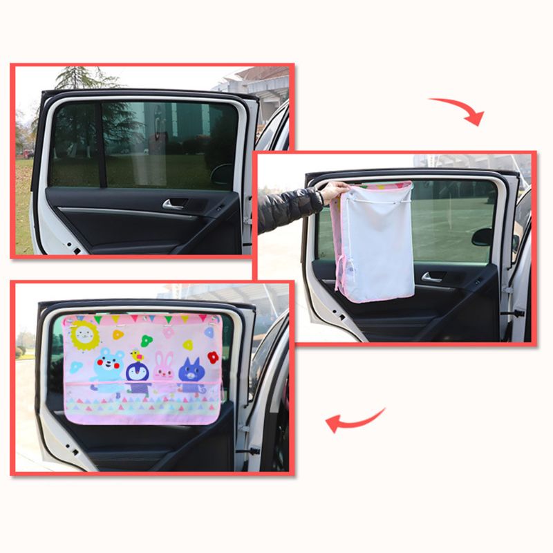 Pare-soleil de voiture enfants dessin animé impression écran solaire rideau pare-brise voiture Parasol sac de rangement