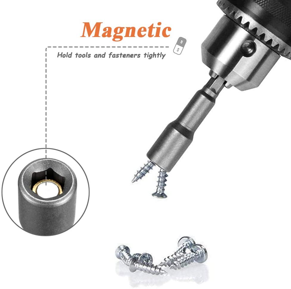 6mm-19mm støtskrutrekker magnetisk mutter skrutrekker 1/4 sekskantnøkler sett borebitsadapter for kraftbor slagdrivere socketsett