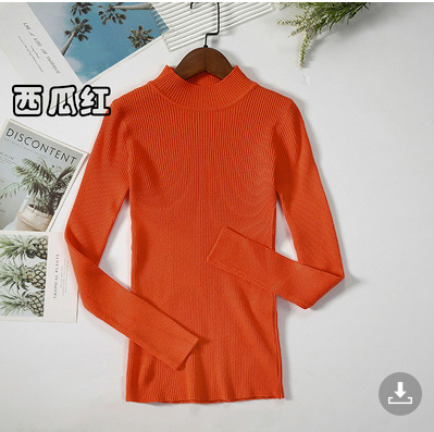 Zjaiss 2025 Herfst Basic Dieptepunt Trui Top Vrouwen Geribbelde Zachte Mock Hals Elastische Trui Warme Effen Kleur Slanke Jumper: Oranje