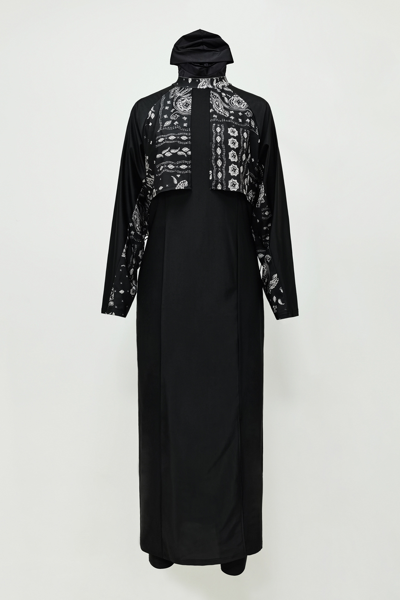 Burkini-bañador musulmán para mujer, traje de baño de manga larga, traje de baño islámico, batas modestas, traje de baño liso con ropa Hijab 2023: S / Gris