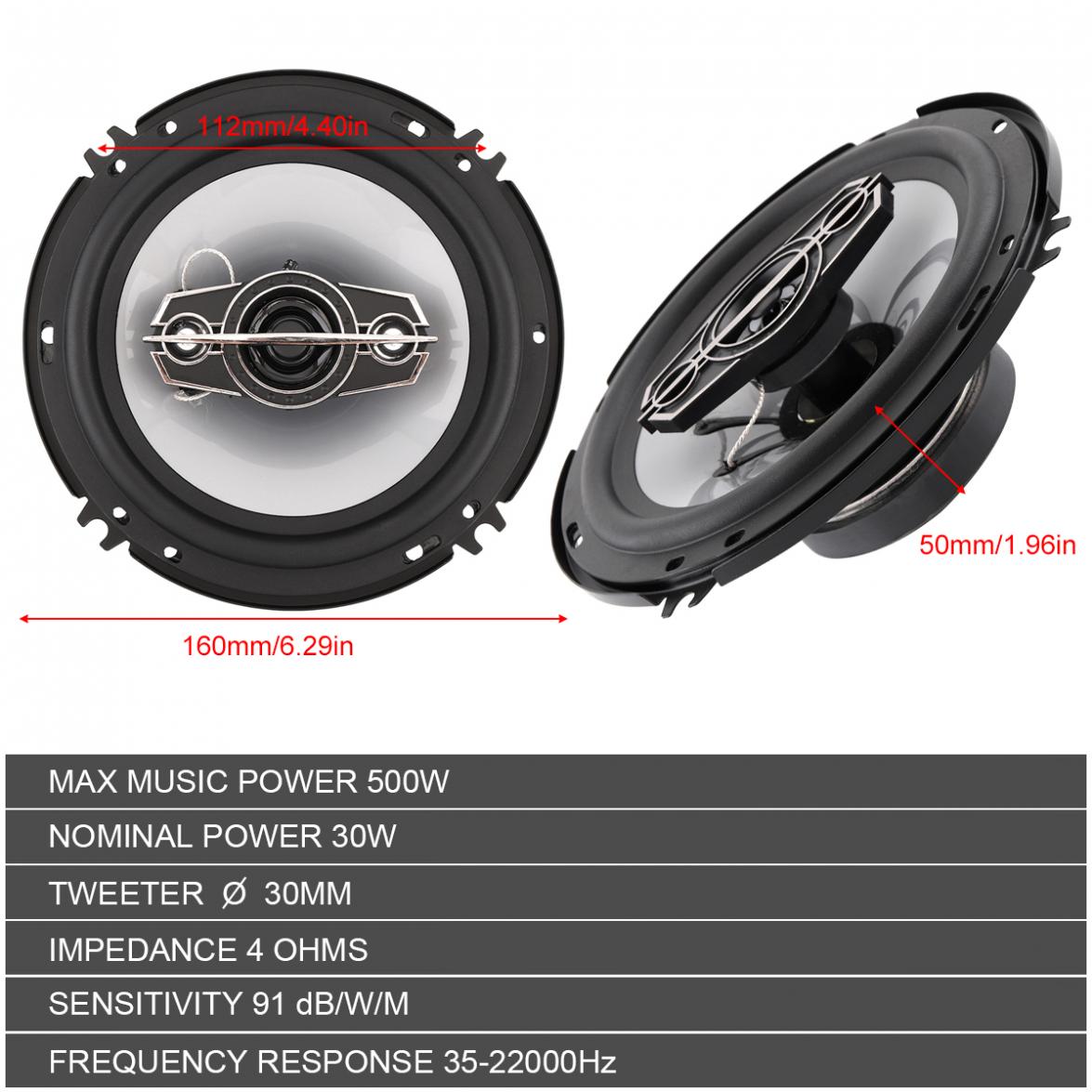 2pcs 6 Inch 12V 500W 4 Way Car Coaxial Hifi Speakers Auto Music Stereo Full Range Frequency Speaker Non-destructive Installation