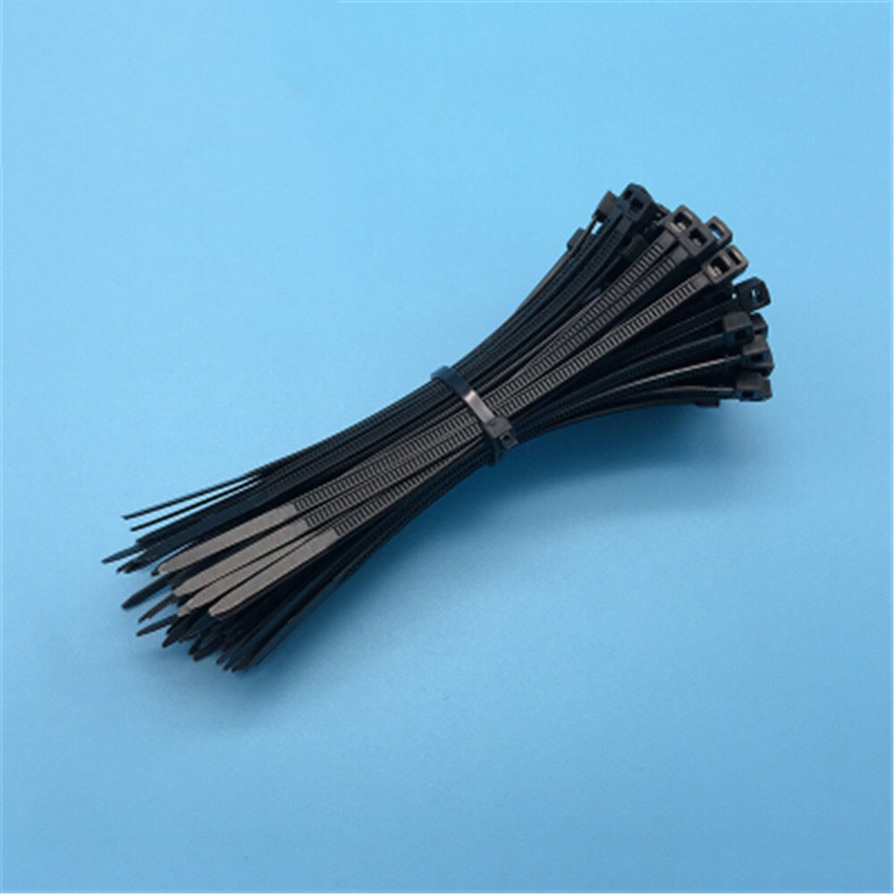100pcs Solid Color Nylon Cable Ties Self-locking Plastic Zip Tie Cable Winder 2.5mmx100mm Wire Binding Wrap Straps Line Fixer: Black