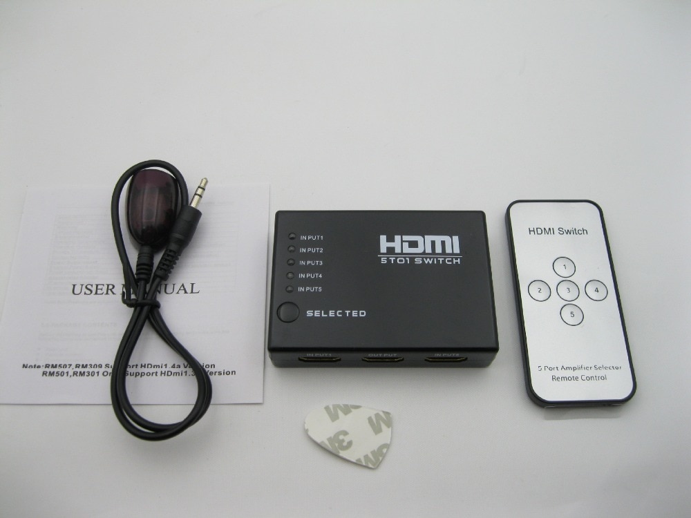 Mini 5 Port Hdmi Switch 5X1 Hdmi Switcher 5 Ingang 1 Uitgang Splitter Hdmi-poort Voor Hdtv 1080P Video Met Afstandsbediening AVCRM501