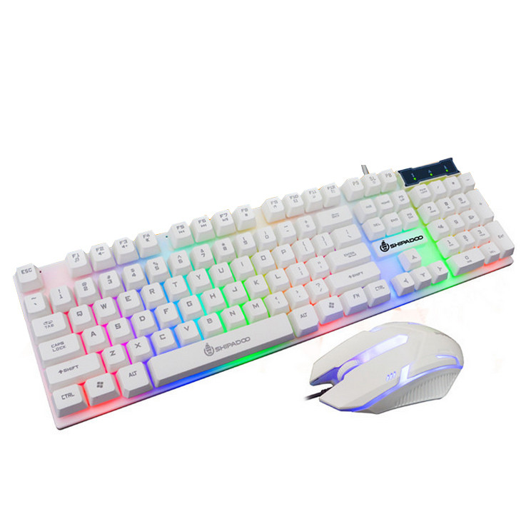 35@ Mechanical Keyboard Led Rainbow Color Backlight Adjustable Gaming Game Usb Wired Keyboard Mouse Set Игровая Клавиатура