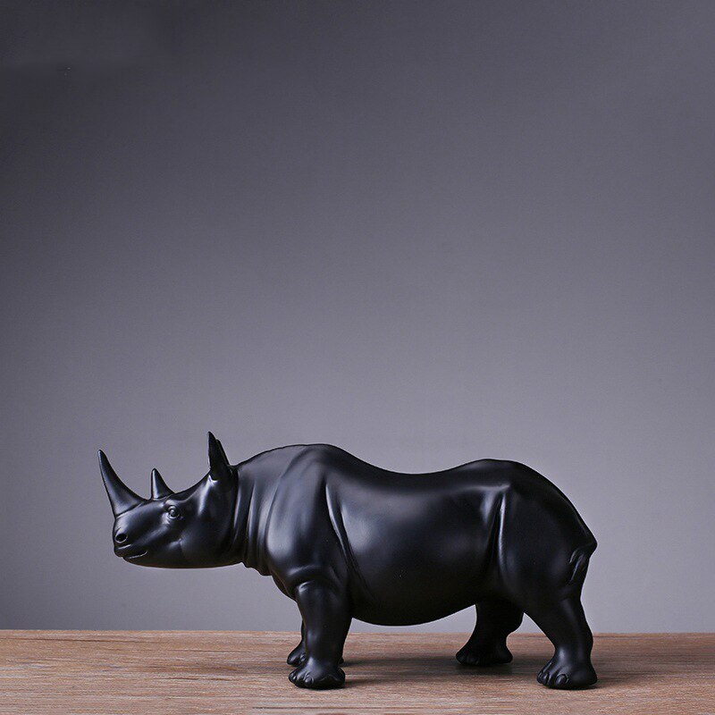 Neushoorn Standbeeld Hars Ambachten Eenvoudige Kerst Sculptuur Moderne Creatieve Home Decoratie Koe Decoratie Ornamenten