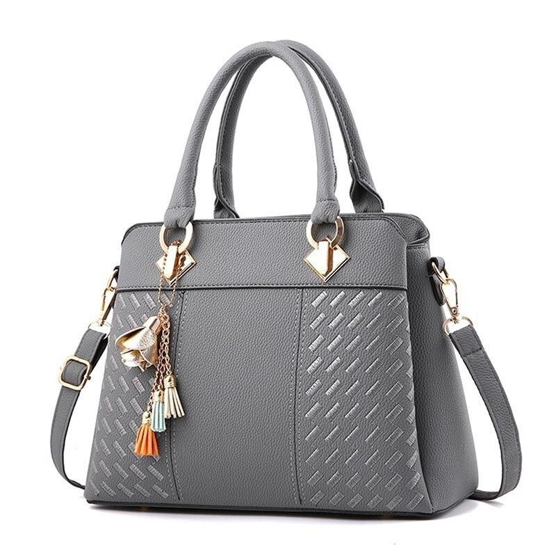 Bolsos de mano de piel sintética para mujer, bandoleras femeninas de estilo informal, de colores sólidos, estilo mensajero sencillo: gray2