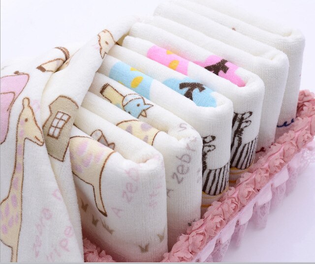 Cotton Baby Towel Washcloth Baby Feeding Baby Face Towels Washers Hand Cute Cartoon Wipe Wash Cloth Super Soft Water Absorption