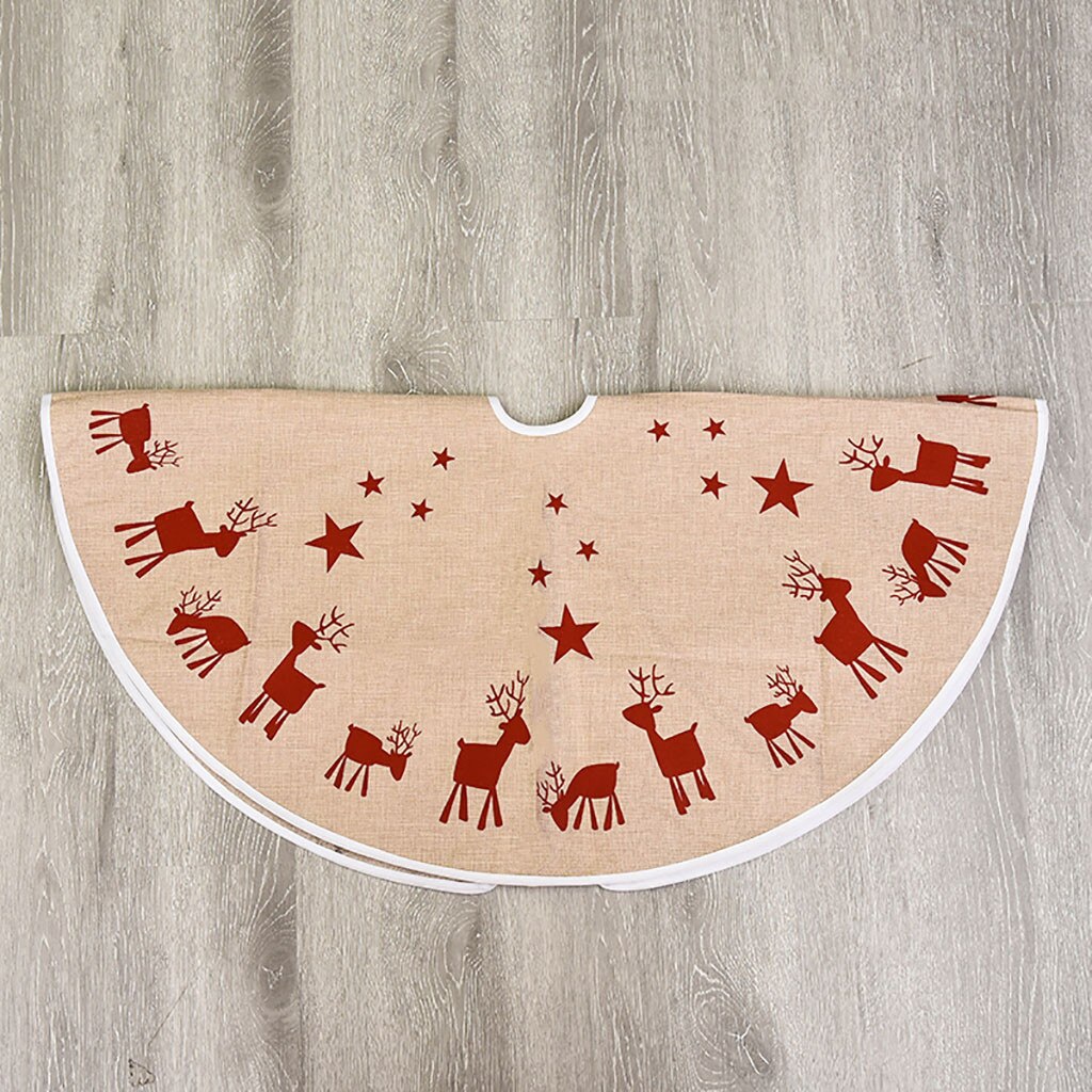 Adorno de Navidad Lino estampado cerveza árbol de Navidad decoración de falda roja redonda para Año Hogar vacaciones decoración de