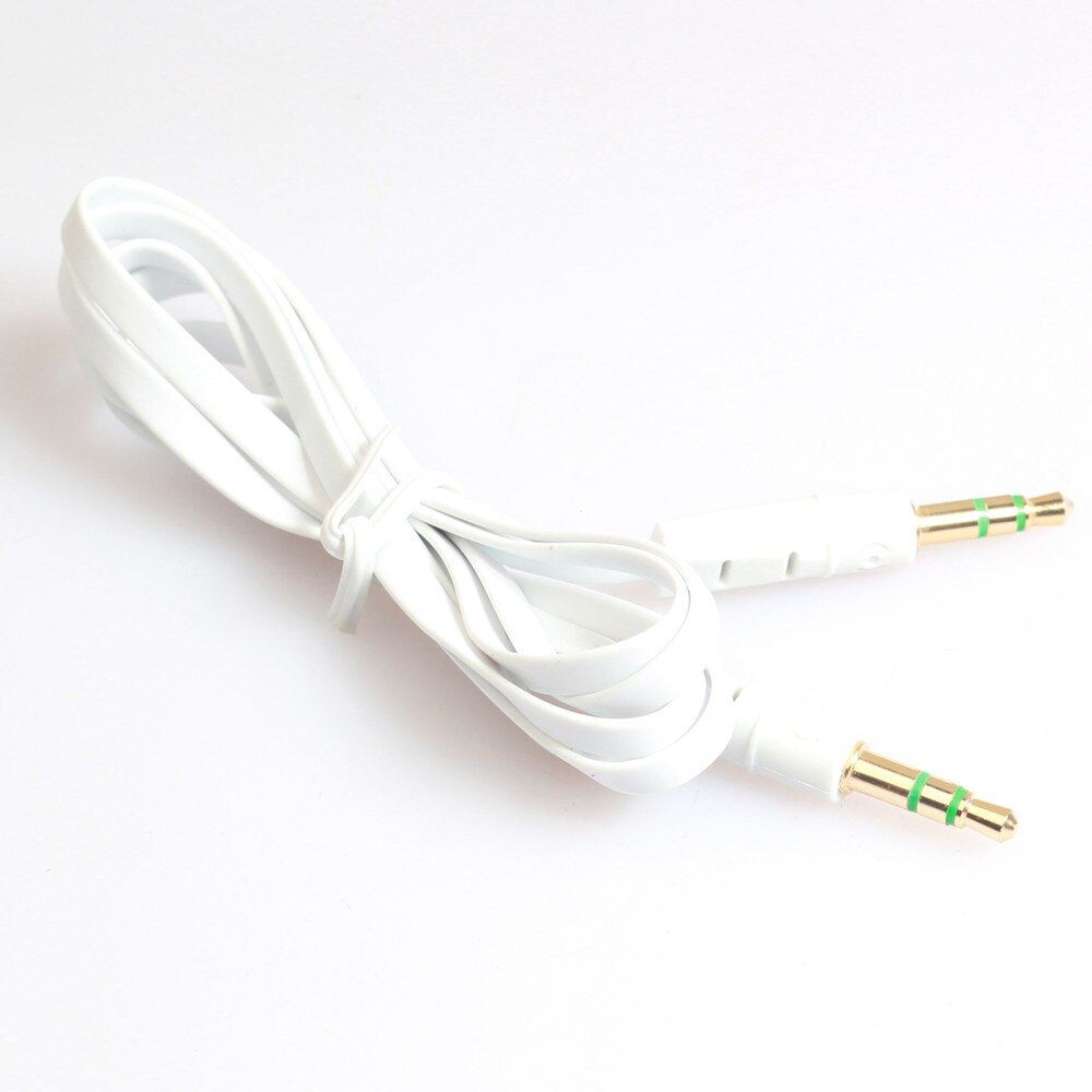 3.5mm Auxiliary Cable Audio Cable Male To Male Flat Aux Cable 1m Car-styling: White
