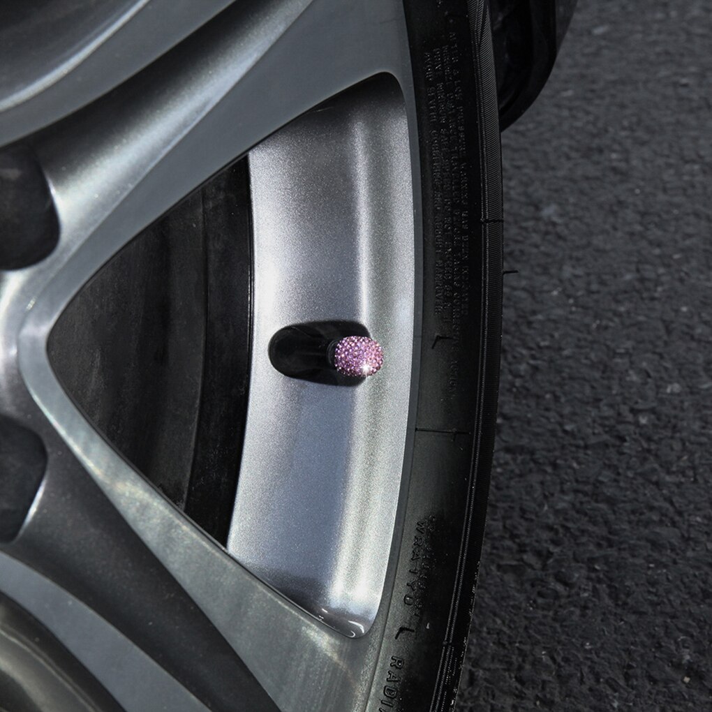 4 stk / sett rhinestone innebygd modifisert ventilkjernedeksel universell motorsykler auto ventil skruehett tilbehør