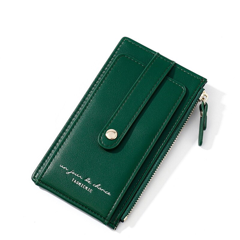 100% RFID Soft Leahter Wallet Women Many Card Holder Female Purses Theftproof Credit Card Wallet Ladies Zipper Coin Pocket: Green