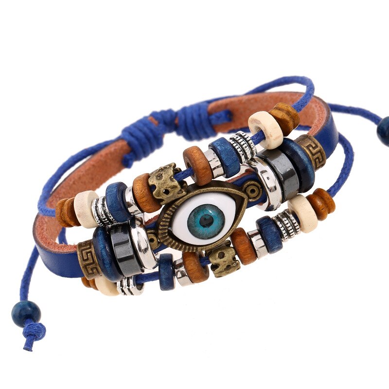 Neue Bohemien Magische Auge mehrschichtig Leder Armbinde Auge Fisch Perlen Armbinde männer retro Punk wickeln Armbinde Schmuck: 1