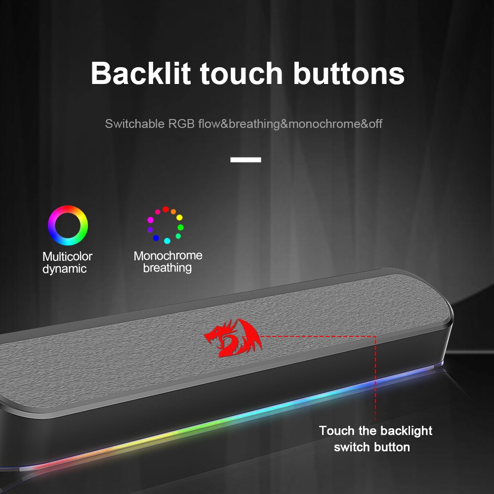 Redragon adiemus  gs560 aux 3.5mm stereo surround musik smart rgb lautsprecher säulen-soundbar für computer pc notebook lautsprecher