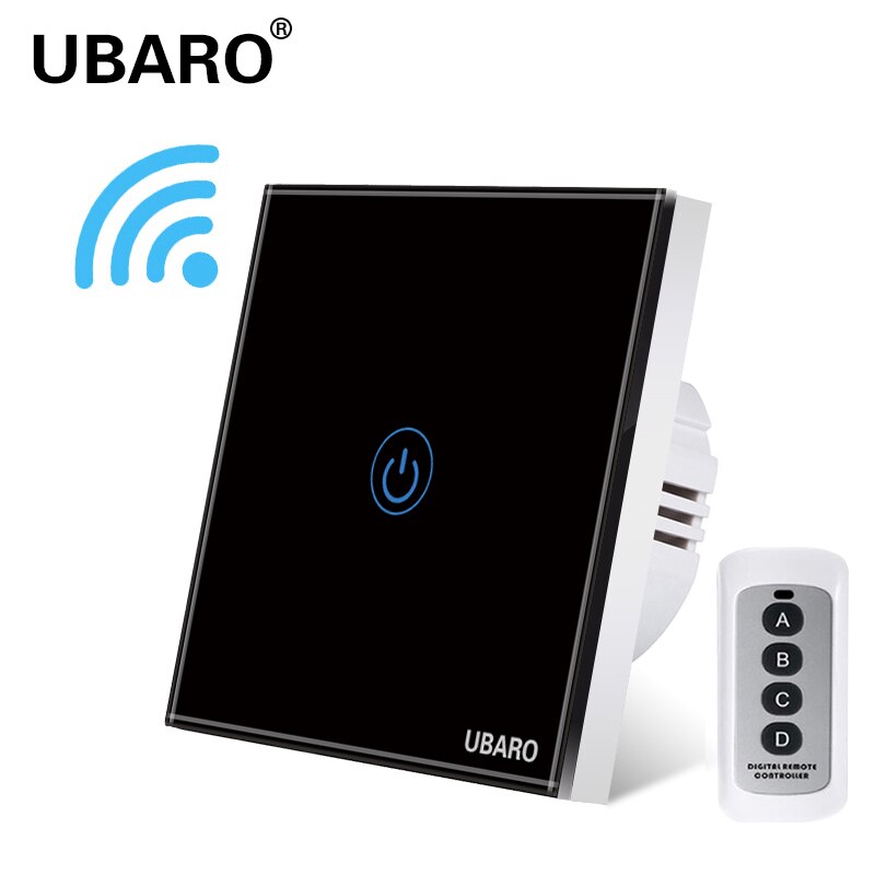 UBARO EU/UK Wireless Remote Control Touch Switch Crystal Glass Panel Remote Interruptor Liz Lichtschalter switches 1/2/3Gang: LG-BW1YX-YF