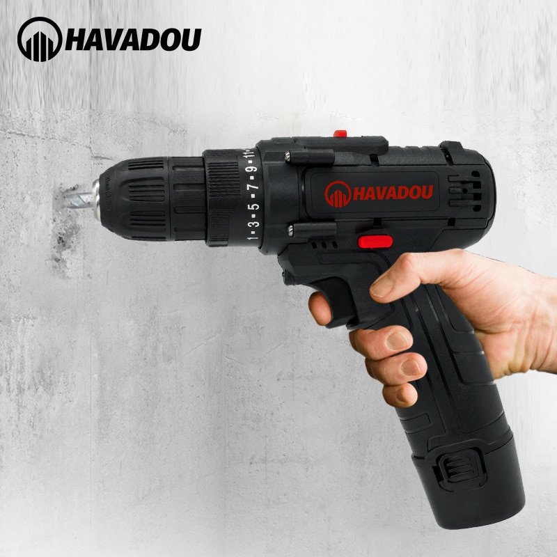 HAVADOU Drehmoment Cordless Auswirkungen Bohrmaschine Schraubendreher 12V 2 Geschwindigkeit Mini Power Fahrer