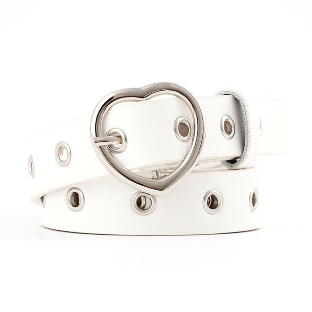 Sweetheart Buckle with Adjustable Ladies Luxury Brand Cute Heart-shaped Thin Belt Punk Belts: 11