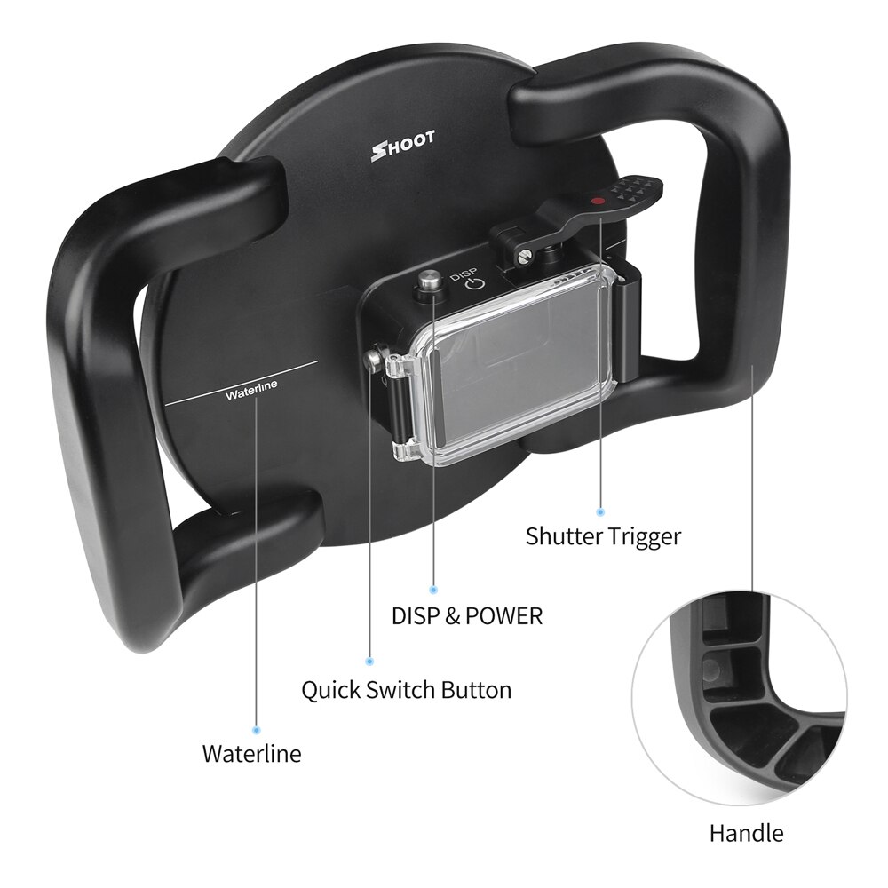 45M 6'' Dual Handheld Dome Port Waterproof Diving Housing Case Cover with Trigger for DJI Osmo Action Camera Lens Accessories
