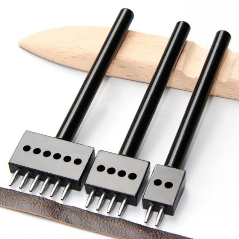 Mm afstand leer perforators diy handgemaakte ronde naai perforator gereedschap gatsnijder leer perforator 2/4/6/ gaten