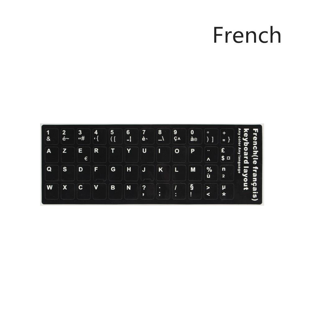 Spanish Keyboard Stickers Arabic Cangjie French Korean Thai Italian English Alphabet Keyboard Layout Stickers Black for Laptops: Clear