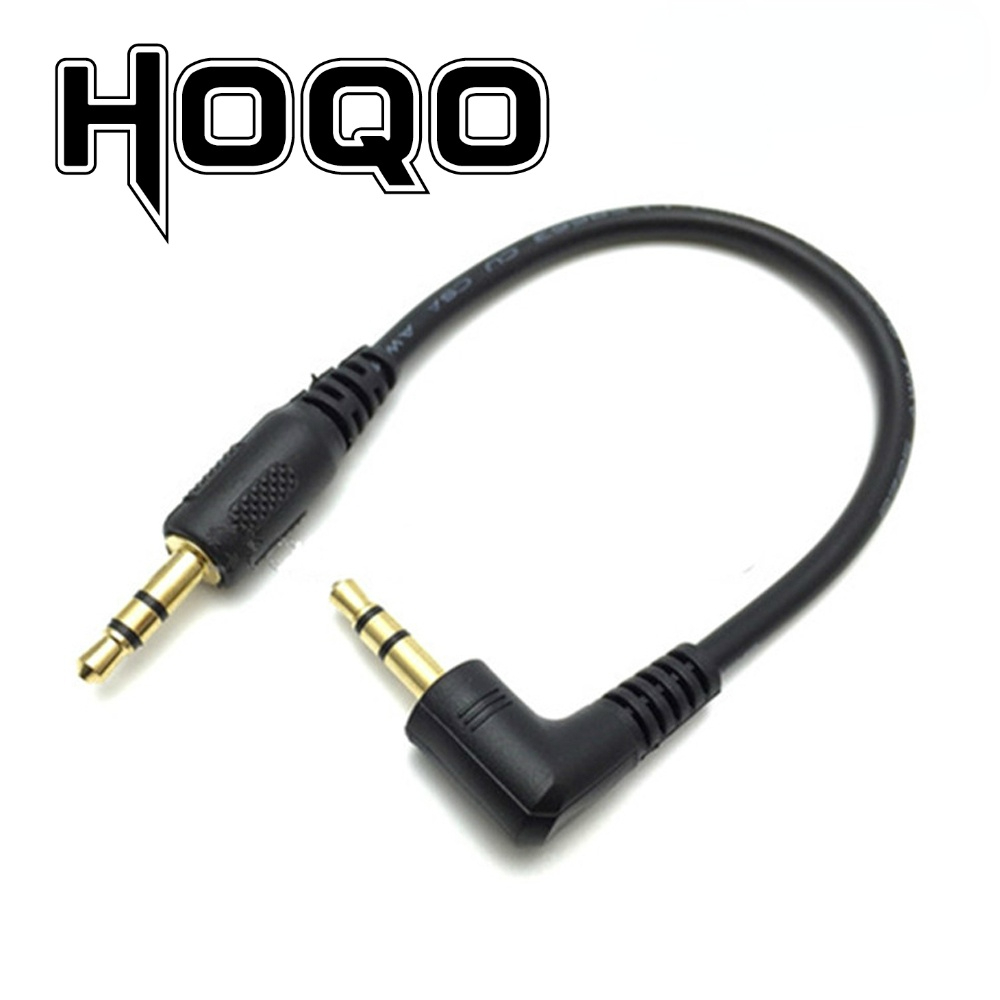 Ultra short 3.5mm Aux Cable 15cm Male to Male Gold Plated 90 Degree Angle Audio Cable for MP3 Car phone Speaker: black