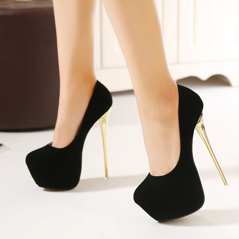 Sexede pumps bryllup kvinder fetish sko højhælede stripper flock pumps 16 cm zapatos mujer jkmm 8