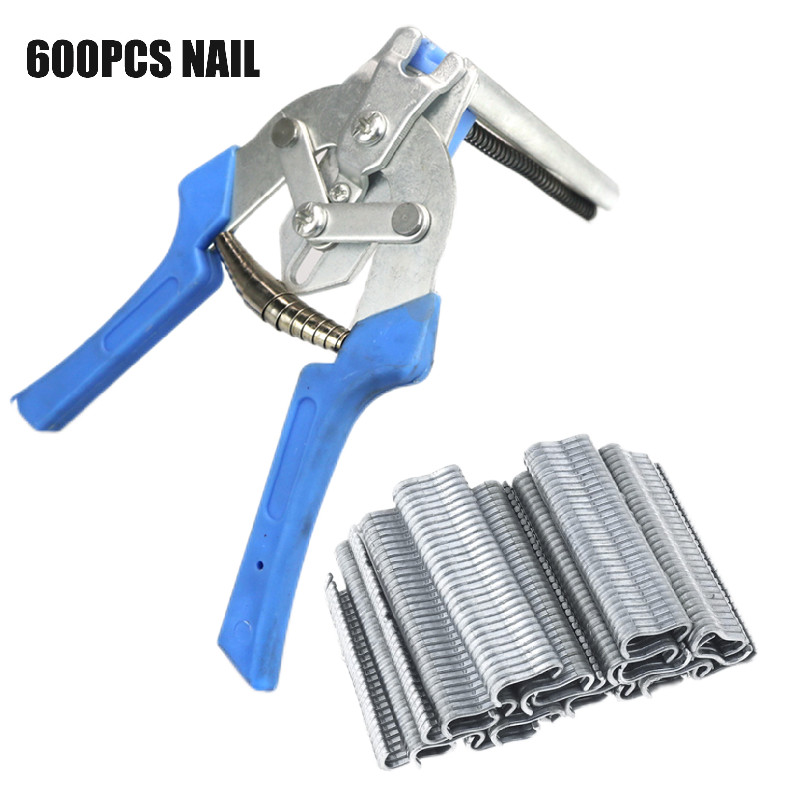 Animal Cage Hog Ring Pliers Tool and 600pcs M Clips Staples Chicken Mesh Cage Wire Fencing Caged Clamp Tools Rabbit Cage Install: WHITE