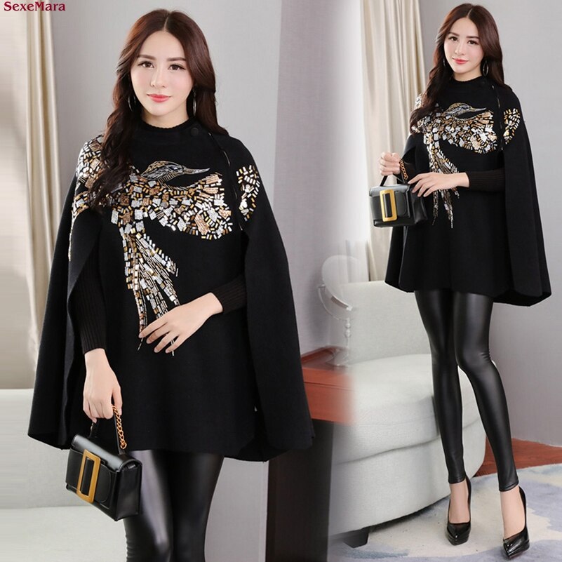 Mexemira moda nowy jesienno-zimowy rękaw płaszcz nietoperz typu sweter z dzianiny darmowa wysyłka