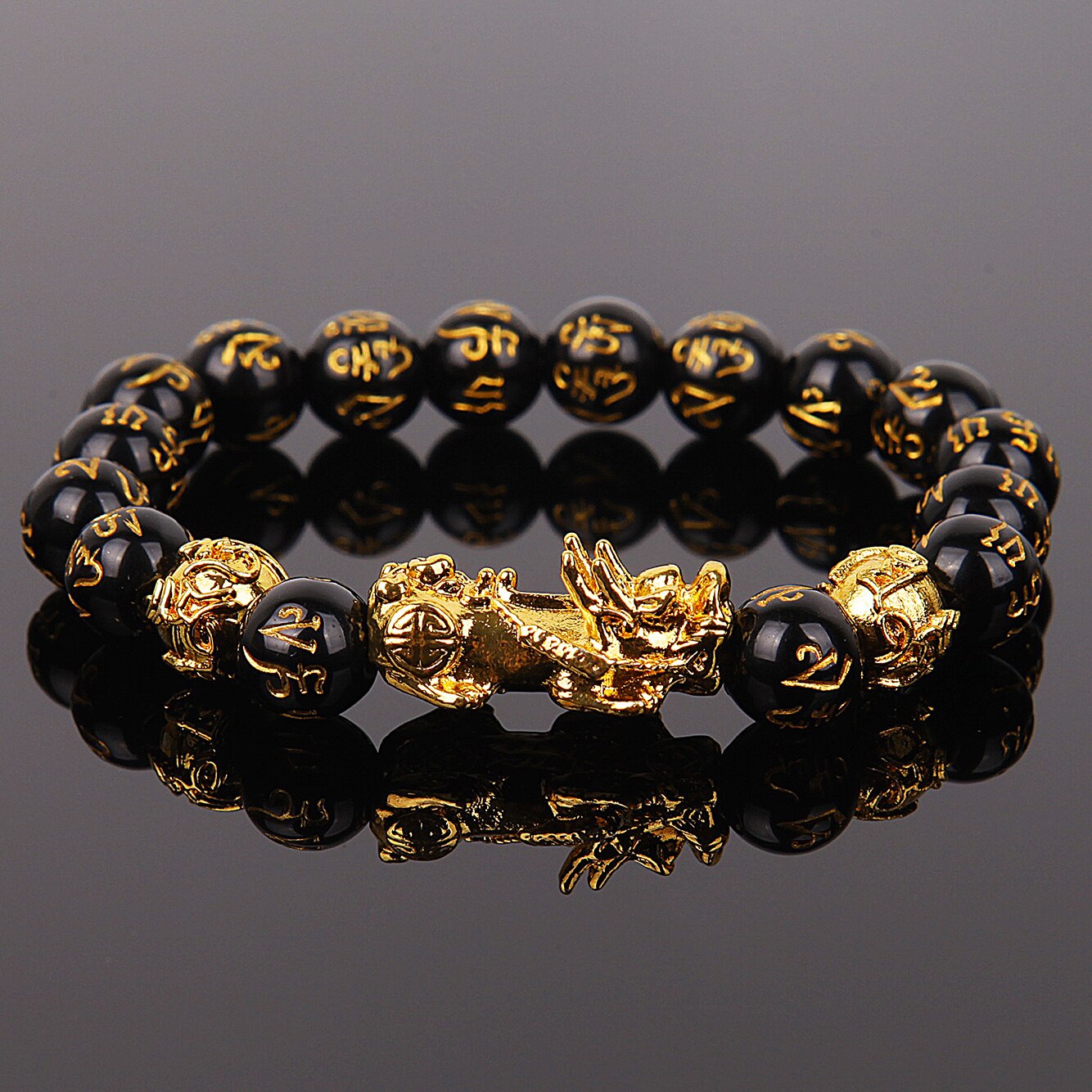 Contas de buda strand pulseira pixiu guardião corrente de pulso trazer sorte riqueza chinês fengshui sorte rico pulseira masculino: S1541