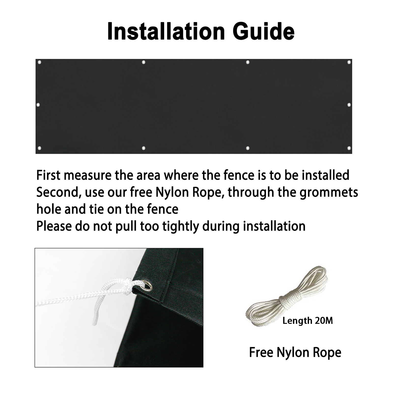 Balcony Privacy Screen 90 x 500cm Opaque Balcony Cover Balcony Surround Wind and UV Protection Waterproof with Eyelets for Patio