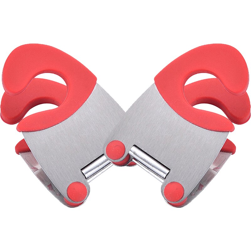 1-2Pcs Stainless Steel Pot Side Clips Anti-Scalding Spoon Holder Prevent Hand Soup Pot Fixed Clamp Cooking Kitchen Gadgets: 2Pcs Red
