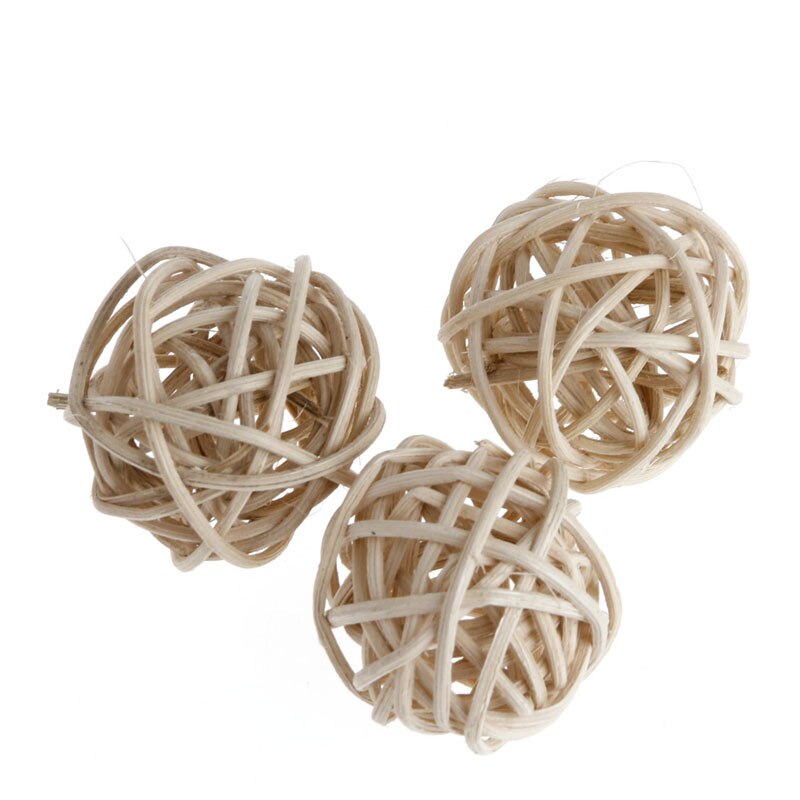 3pcs Rattan Pet Bird Parrot Parakeet Cockatiel Claw Chew Toys Swing Ball Cage K1MF: 3 Balls
