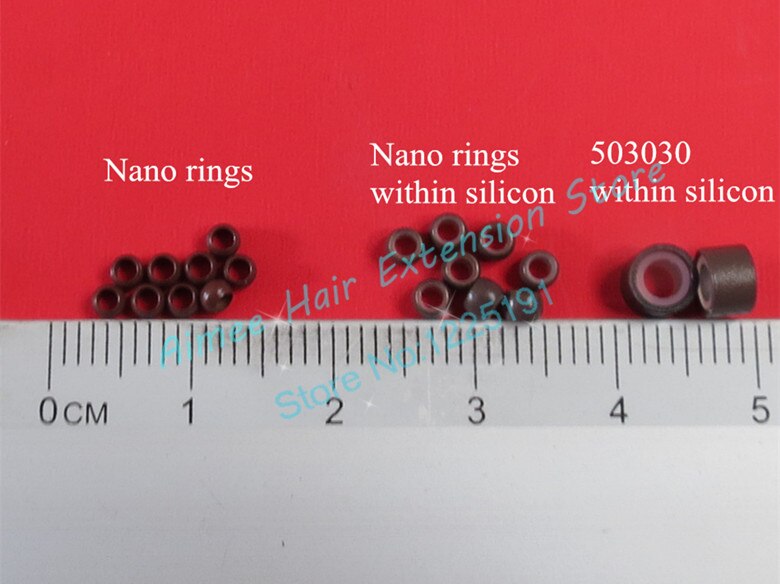 Anillo Nano de silicona marrón oscuro para extensiones de cabello, microanillos de 1000mm, nanocuentas de silicona, enlaces de anillos pequeños, unids/lote 3,0, 3