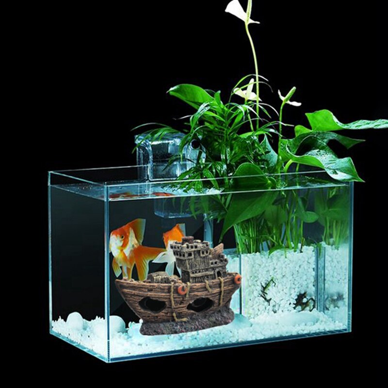 Home Resin Aquarium Ornament Wreck Sunk Ship Aquar... – Vicedeal