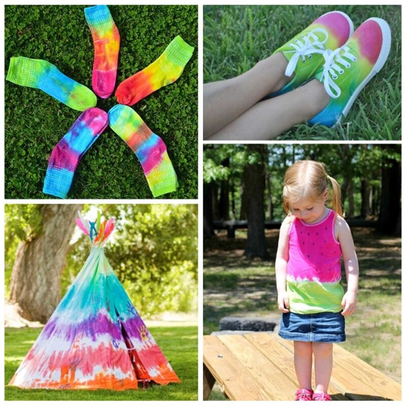 DIY Tie Dye Kit Kids Tie Dye Art Set One-Step Adults Fabrics Dye Paints Supplies B85E
