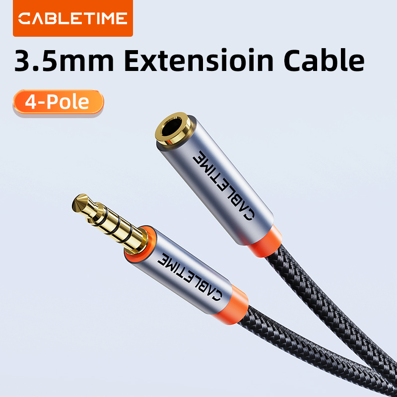 CABLETIME Przedłużacz Jacek 3.5 Aux Męnarty na Żeńnarty AUX audio robić Laptopa mini PC TV Xiaomi Huawei stereofoniczny 3.5 mm Jacek Słuchawki