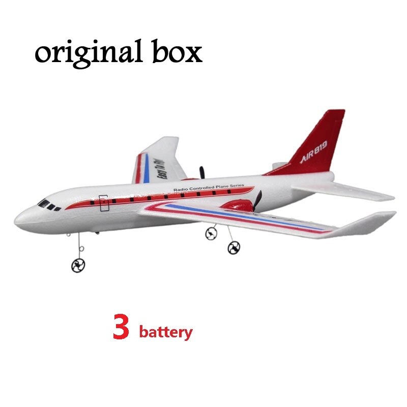 DIY RC Plane Toy EPP Craft Foam Electric Outdoor Remote Control Glider FX-801 Remote Control Airplane DIY Fixed Wing Aircraft: airliner 3 batteries