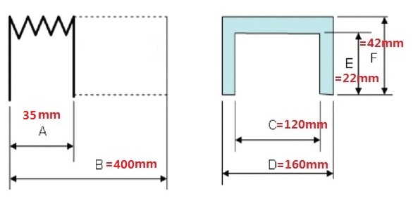 U Type machine tools protection bellows, Inside:120x22,Outside:160x42,Lmax: 400mm