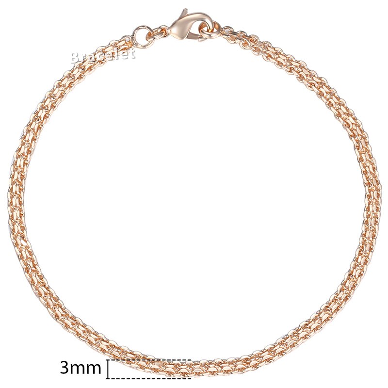 4/5mm kvindelige armbånd hamret flettet vævning bismark kantsten cubanske armbånd 585 rosa guldfarve smykker link kæde lcb 04: Cb04 / 20cm