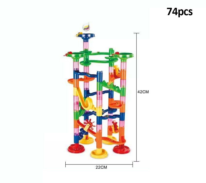 Marble Run Race Track Building Blocks Kids 3D Maze Ball Roll Toy DIY Coaster Set 80/105/109/133pc Christmas: 74pcs no nox