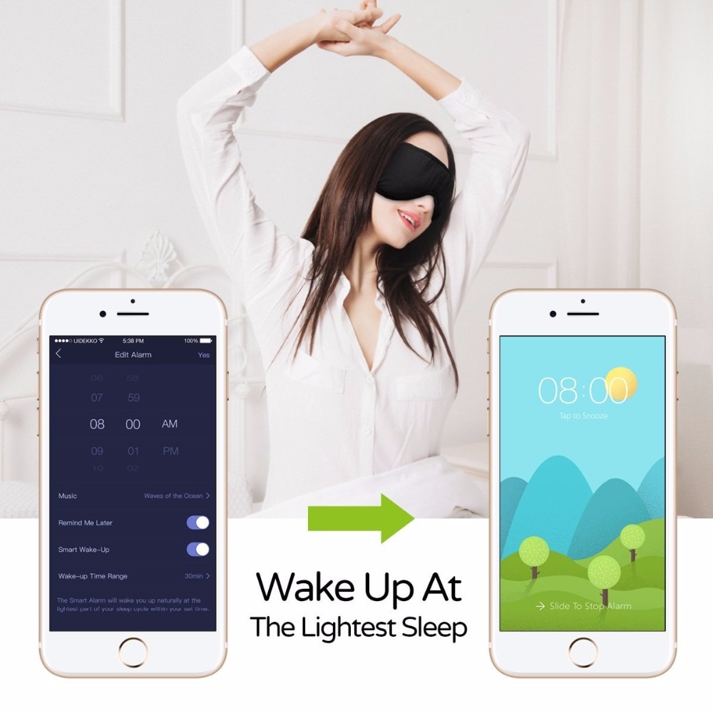 Sleepace Sleep Headphones,Comfortable Washable Eye Mask with Sound blocking/ Noise Cancelling Earphone Smart App remote control