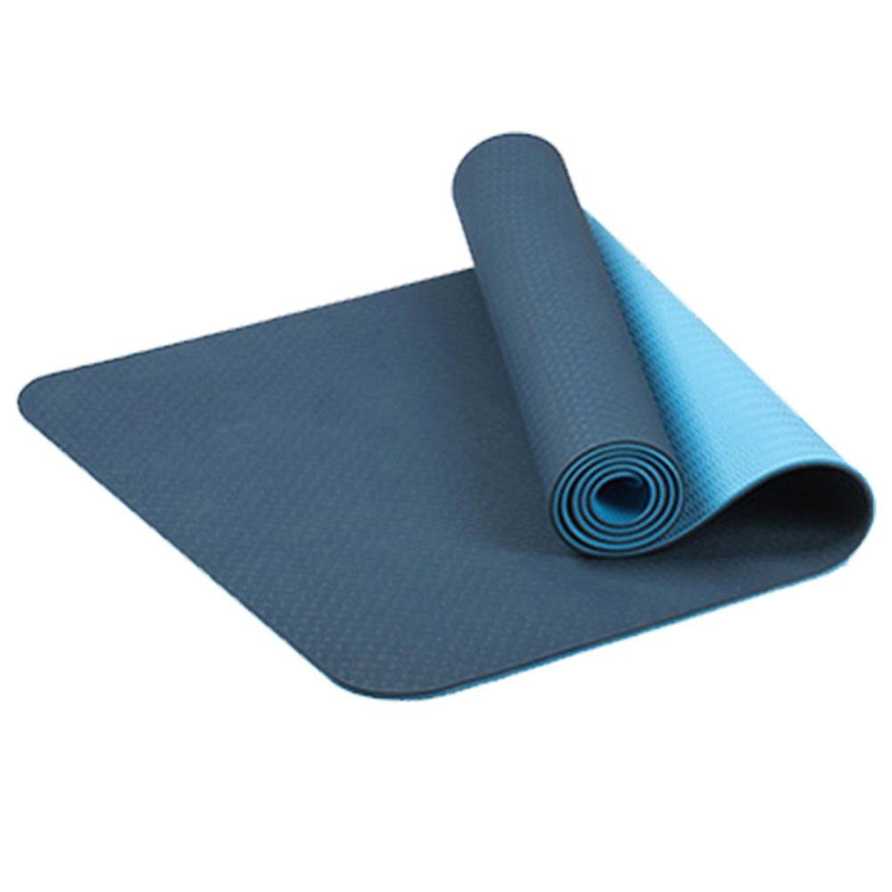 6Mm Dikke Tpe Twee-Kleur Yoga Mat Sport Mat Milieuvriendelijke Smaakloos Antislip Fitness Outdoor mat: Blauw