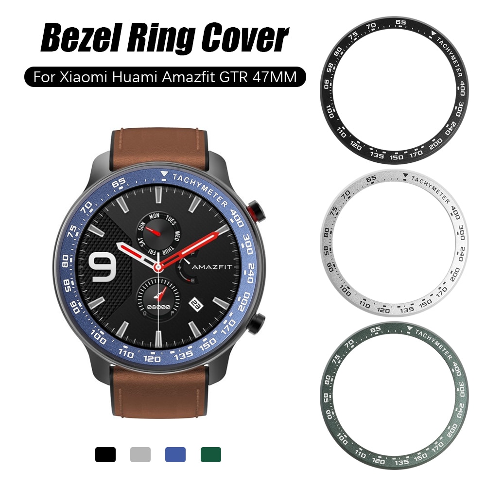Pour Xiaomi Amazfit GTR 47MM métal bord extérieur couverture lunette anneau cadran échelle vitesse tachymètre étui pour Amazfit GTR 47 Film