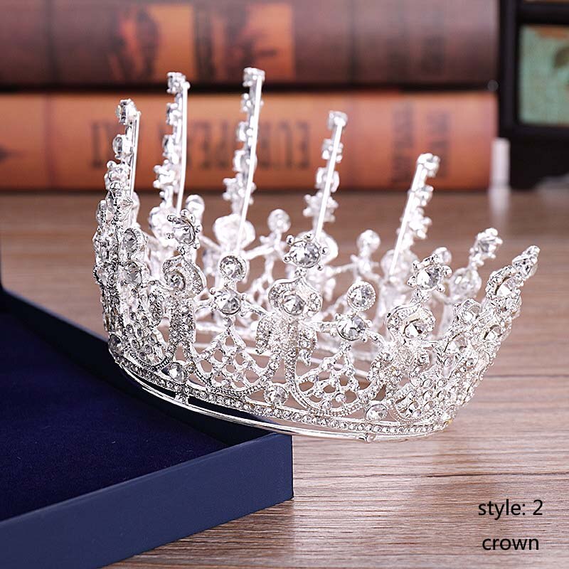 Forseven Volledige Cirkel Ronde Tiara En Kroon Rhinestone Crystal Diadem Bruid Coronale Hoofddeksel Haar Sieraden Accessoires Jl: silver