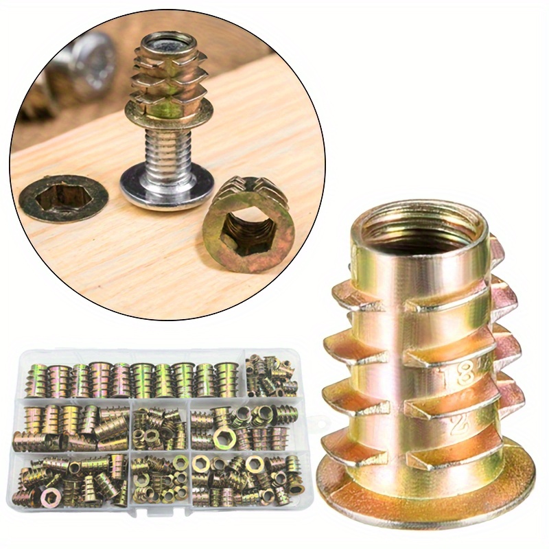 Inserts filetés 70/130, ensembles d'outils combinés d'écrous pour meubles en bois, meubles en alliage de zinc, connecteurs de fixation de boulons.