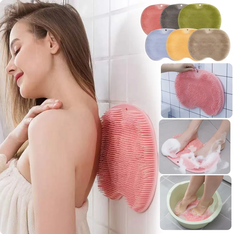 Wiederverwendbarer Rückenschrubber, Duschwand, Saugnapf, Bad, Rückenmassage, Haarbürste, Fußwäsche, Silikonmatte, rutschfest, saubere abgestorbene Haut, Badezimmer