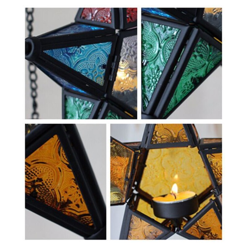 Ster Glas Votive Waxinelichtje Houder Opknoping Verlichting Lantaarn Birthday Party Huis Tuin Decoratie