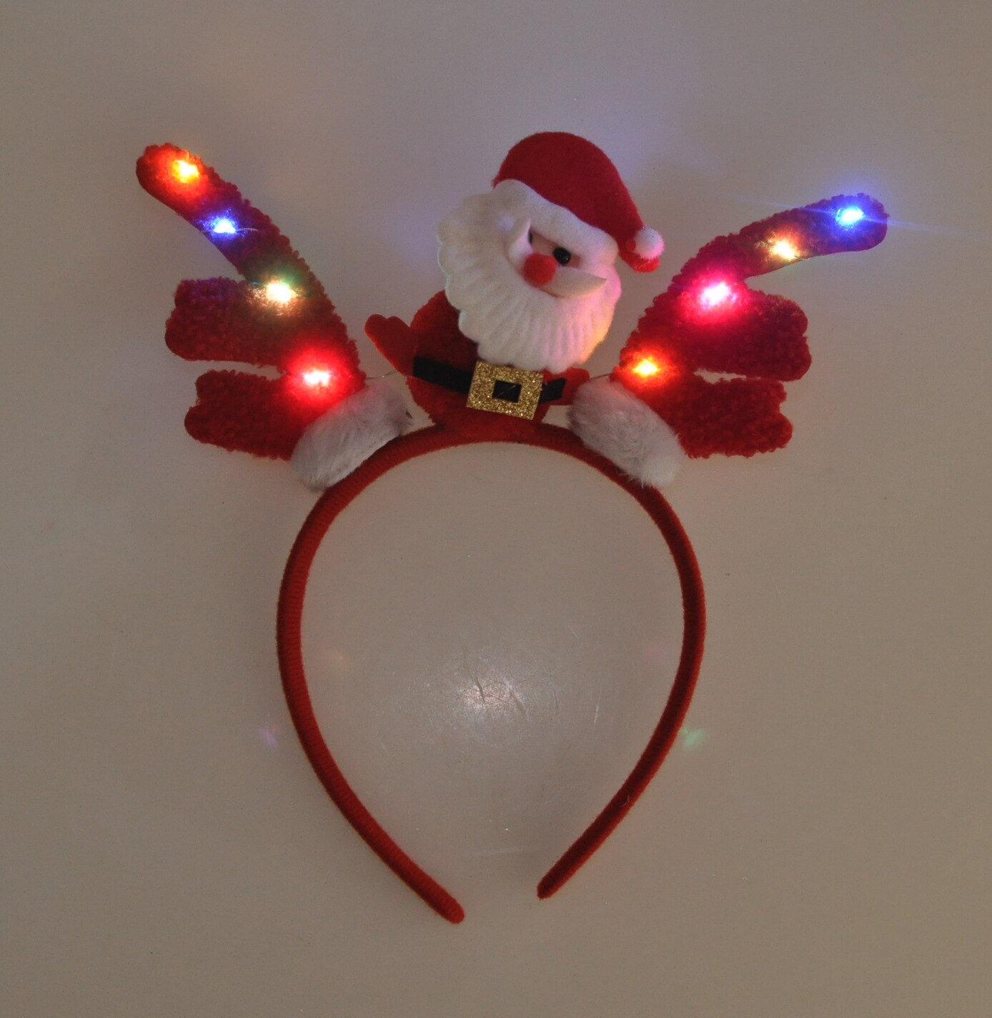 Mooie Kerst Hoofddeksels Sneeuwpop Gewei Led Licht Hoofdband Haarband Lightening Dubbele Hoofd Xmas Decoratie Jaar: Deep Sapphire