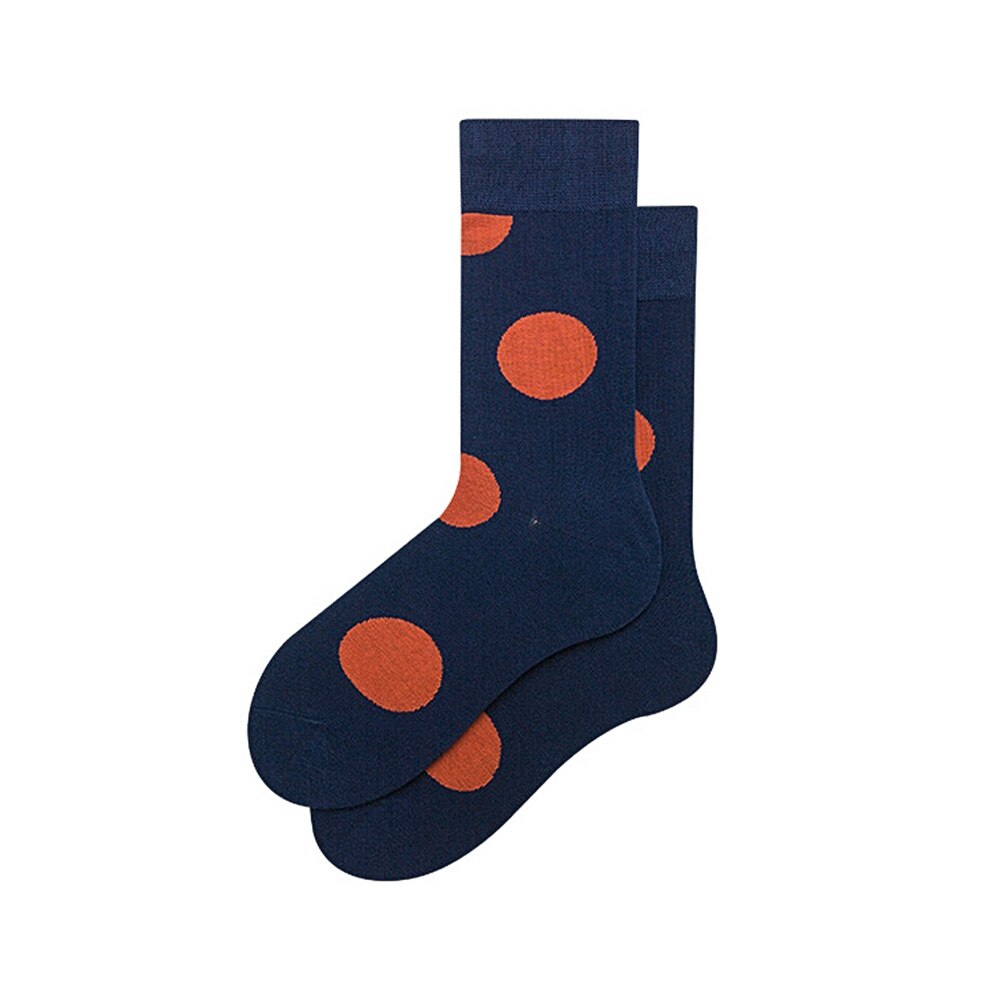 Funny Women Colorful Happy Casual Cotton Big Dot winter Crew socks for men: Blue