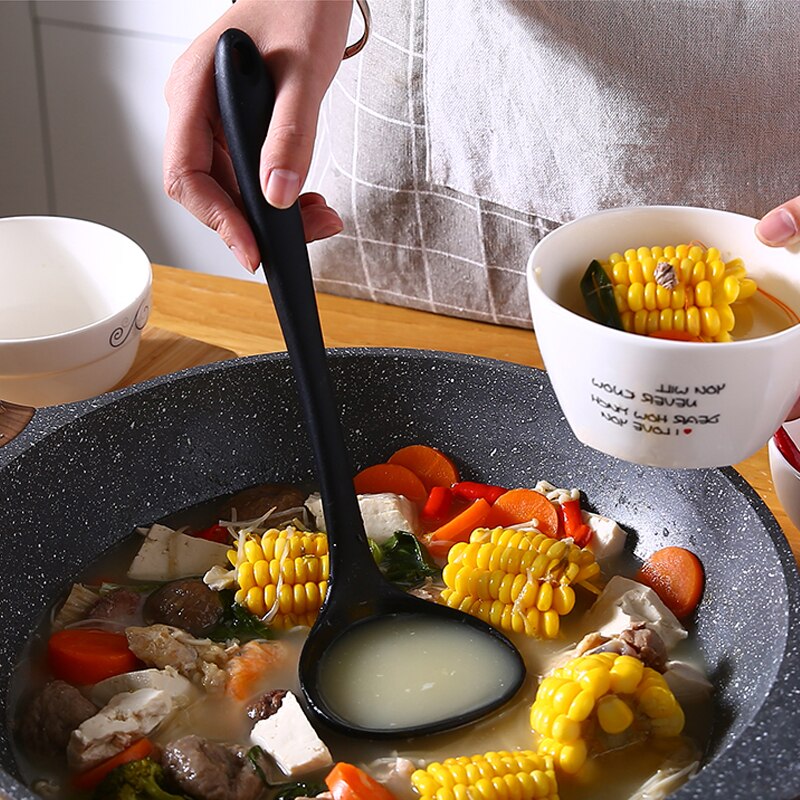5PCS Silicone Utensil Sets Non Stick Kitchenware Heat Resistant Cookware Ladle Pasta Spoon Spatula Skimming Spoon Cooking Tool